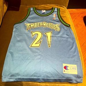 Champion Kevin GARNETT #21 Minnesota Timberwolves nba Jersey blue